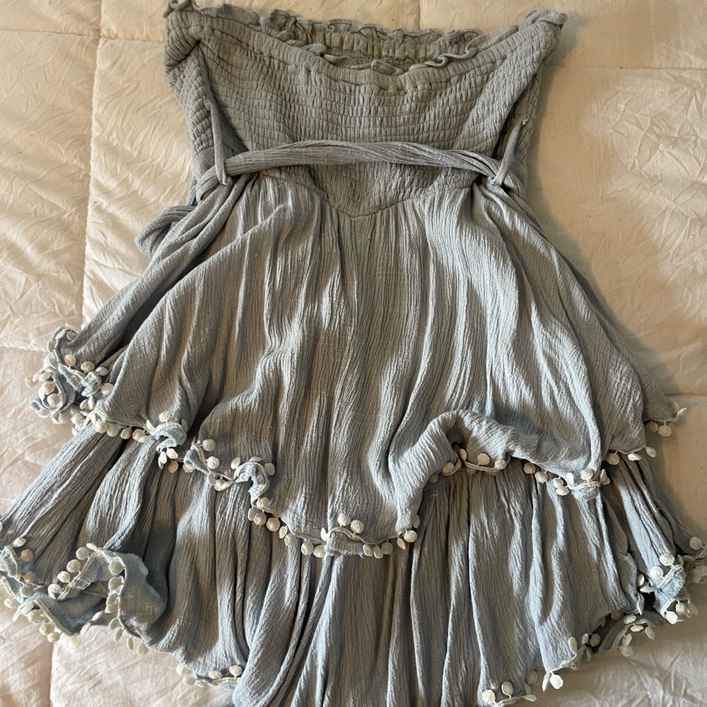 Gray Strapless Ruffle Romper - Picture 5 of 6